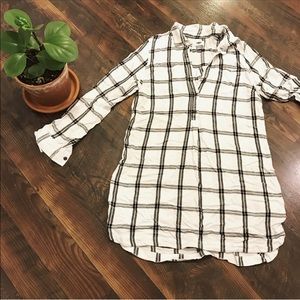 Black and White Flannel Shirt Dress